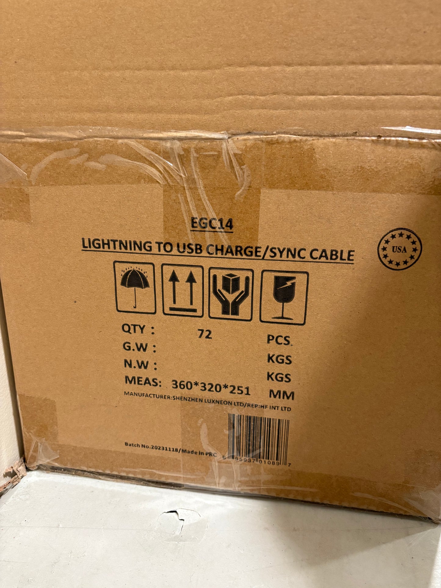 EG tech lightning to USB charging/ sync cable I phone wholesale case of 72 units