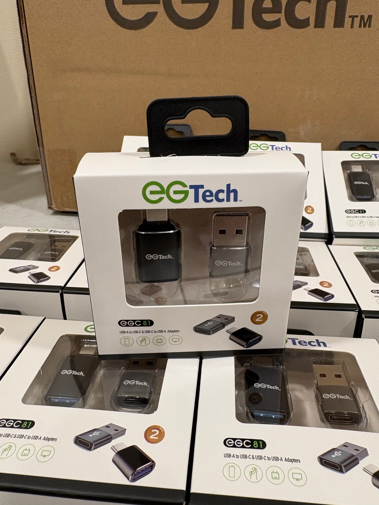 EG tech USB-A 1o USB-C & USB-C to USB-A Adapters for iphone wholesale case of 72 units