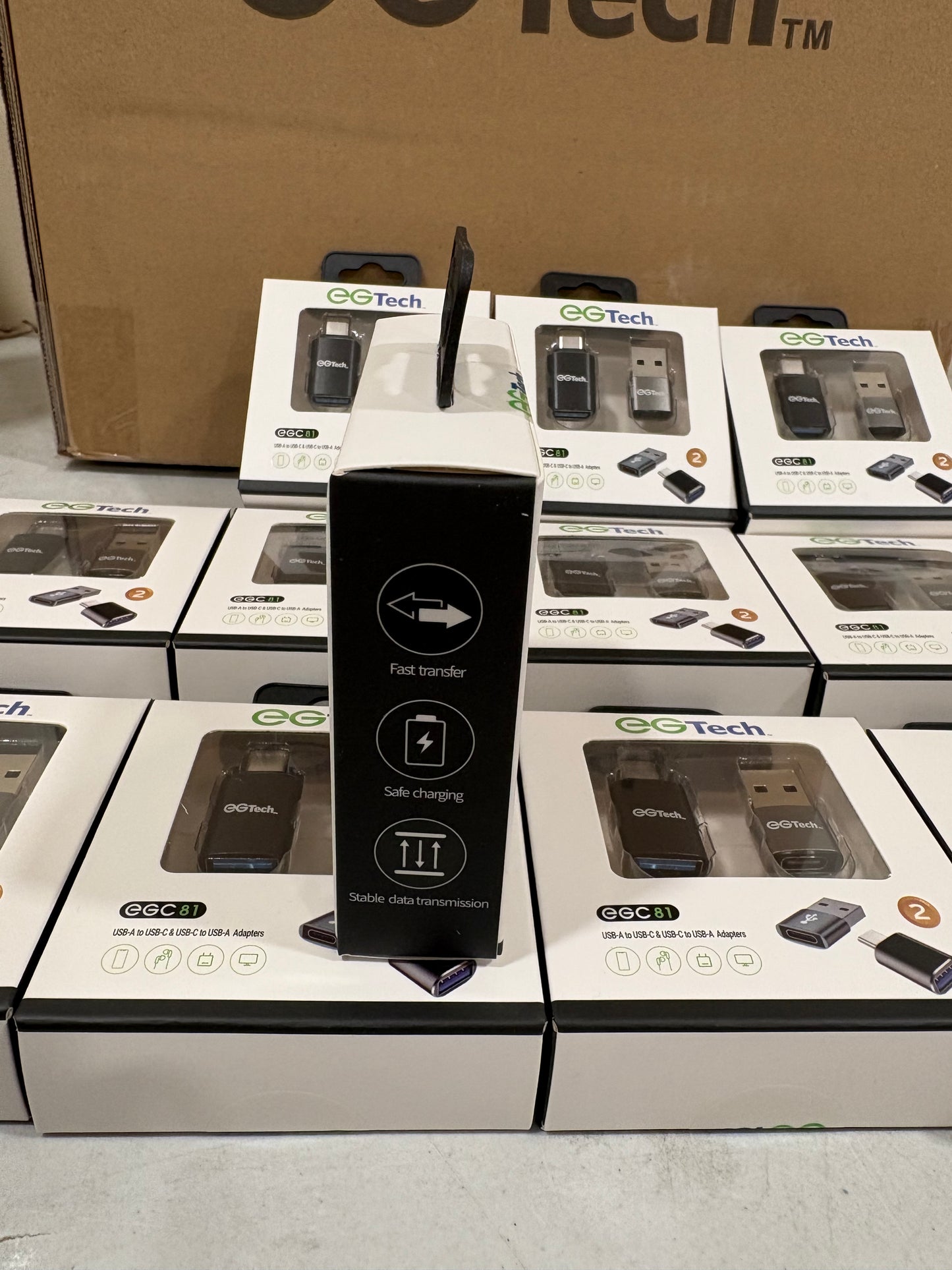 EG tech USB-A 1o USB-C & USB-C to USB-A Adapters for iphone wholesale case of 72 units