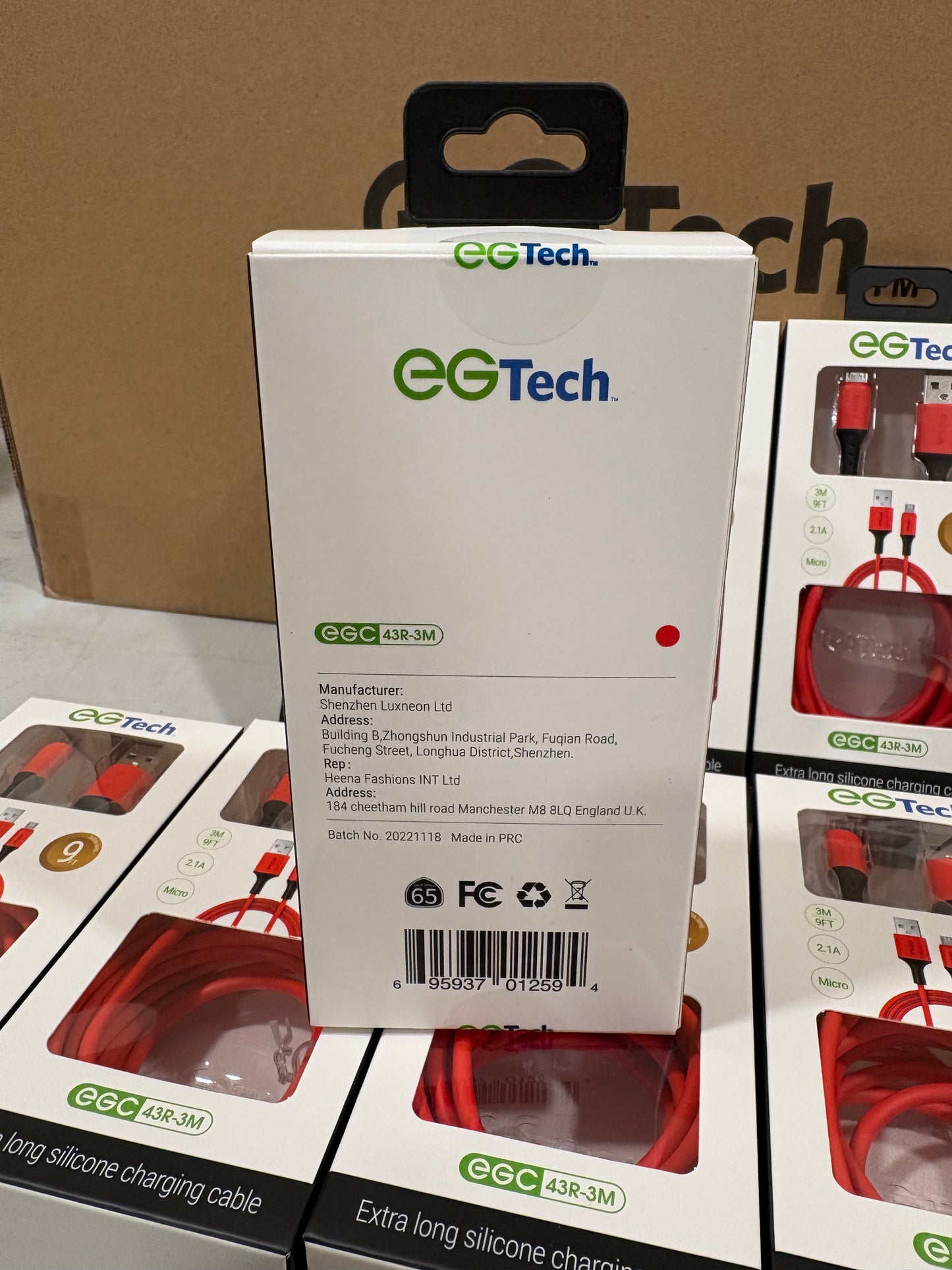 EG tech Extra long silicone charging cable android 9ft long wholesale case of 72 units