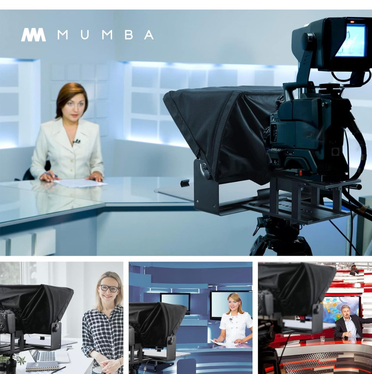 Mumba D15 Large Teleprompter for Camera, 15" Beam Splitter 70/30 Glass, No Assembly Required, All Aluminum Alloy Body with Waterproof Tote, Content Creator kit and Live Streaming Equipment