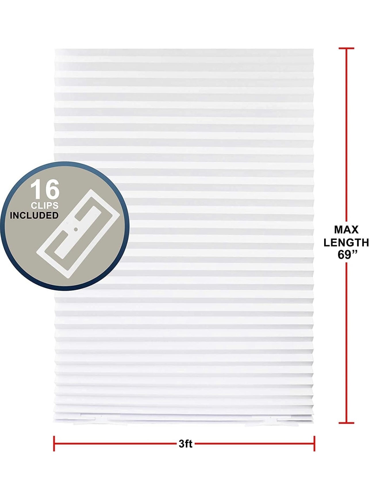Mirrotek Pleated Window Paper Shades Light Filtering Blinds White 36" x 69" (Pack of 6 Temporary Blinds),MT1050