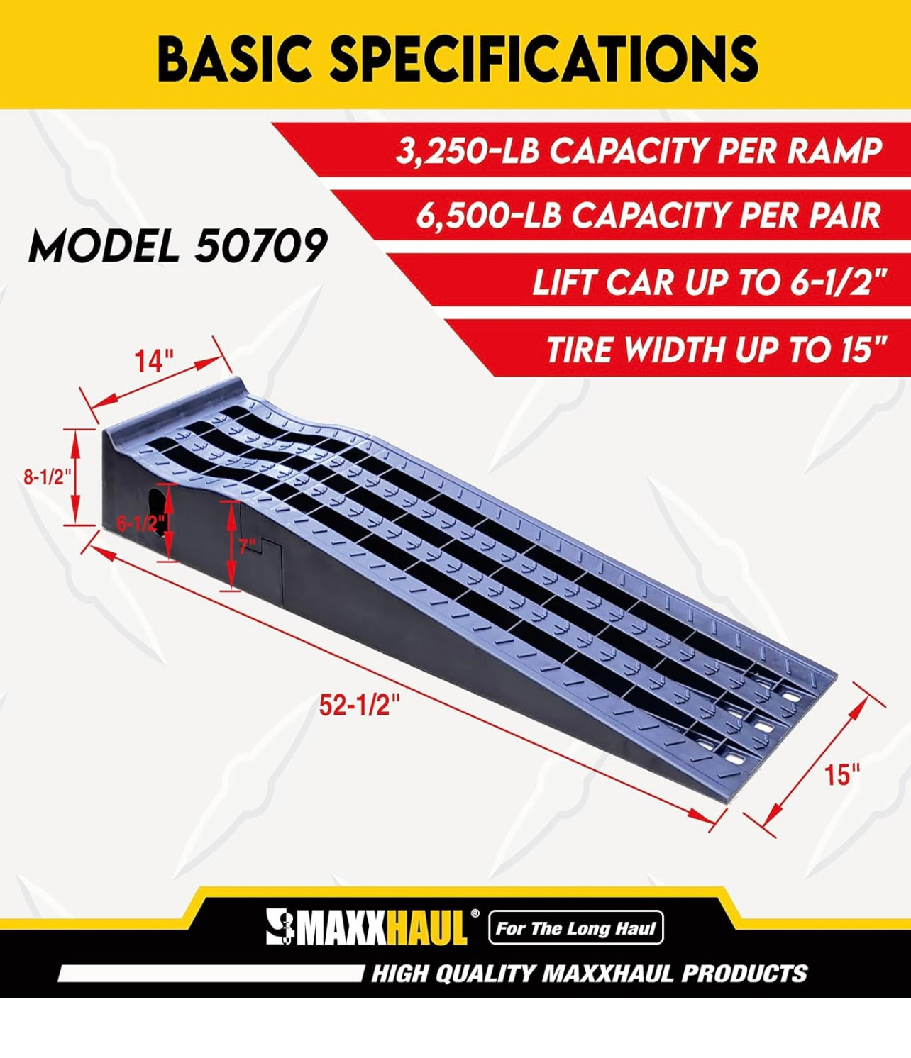 MaxxHaul 50709 Detachable Extendable Car Ramp Set, Portable Car Ramps With 3,250 lbs Maximum Weight Capacity Per Ramp 6,500 lbs Per Pair
