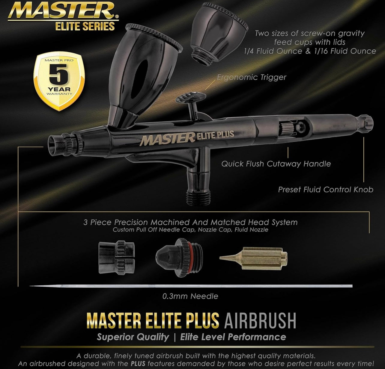 Master airbrush MAS TC-326T LOT with master AB PRO PLUS airbrush & 2 needle and nozzle sets NEW