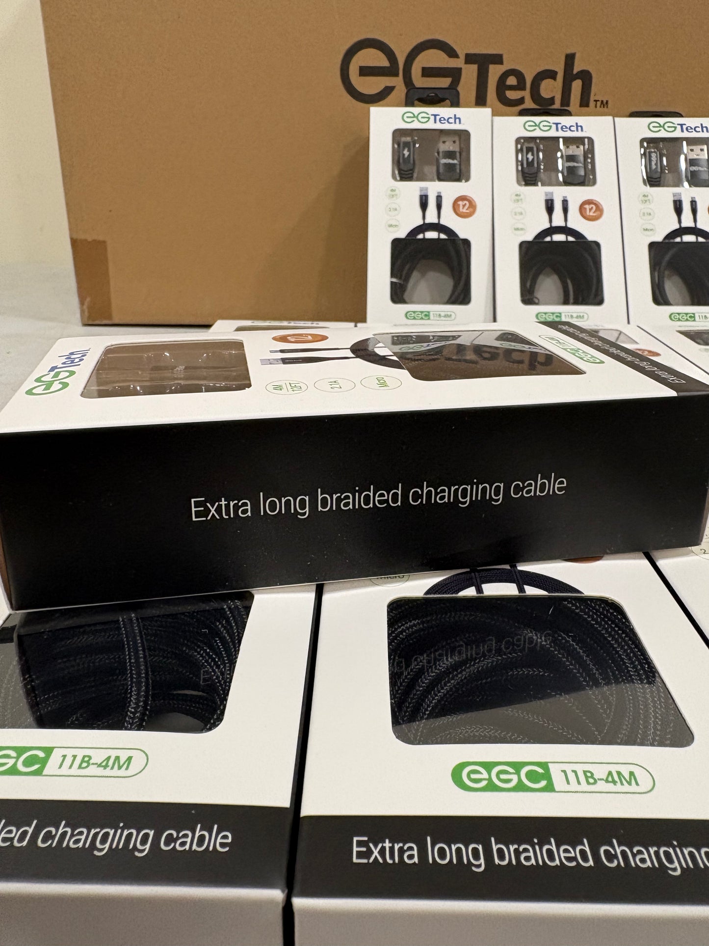 EG Tech android micro Extra long braided charging cable wholesale case of 72 units