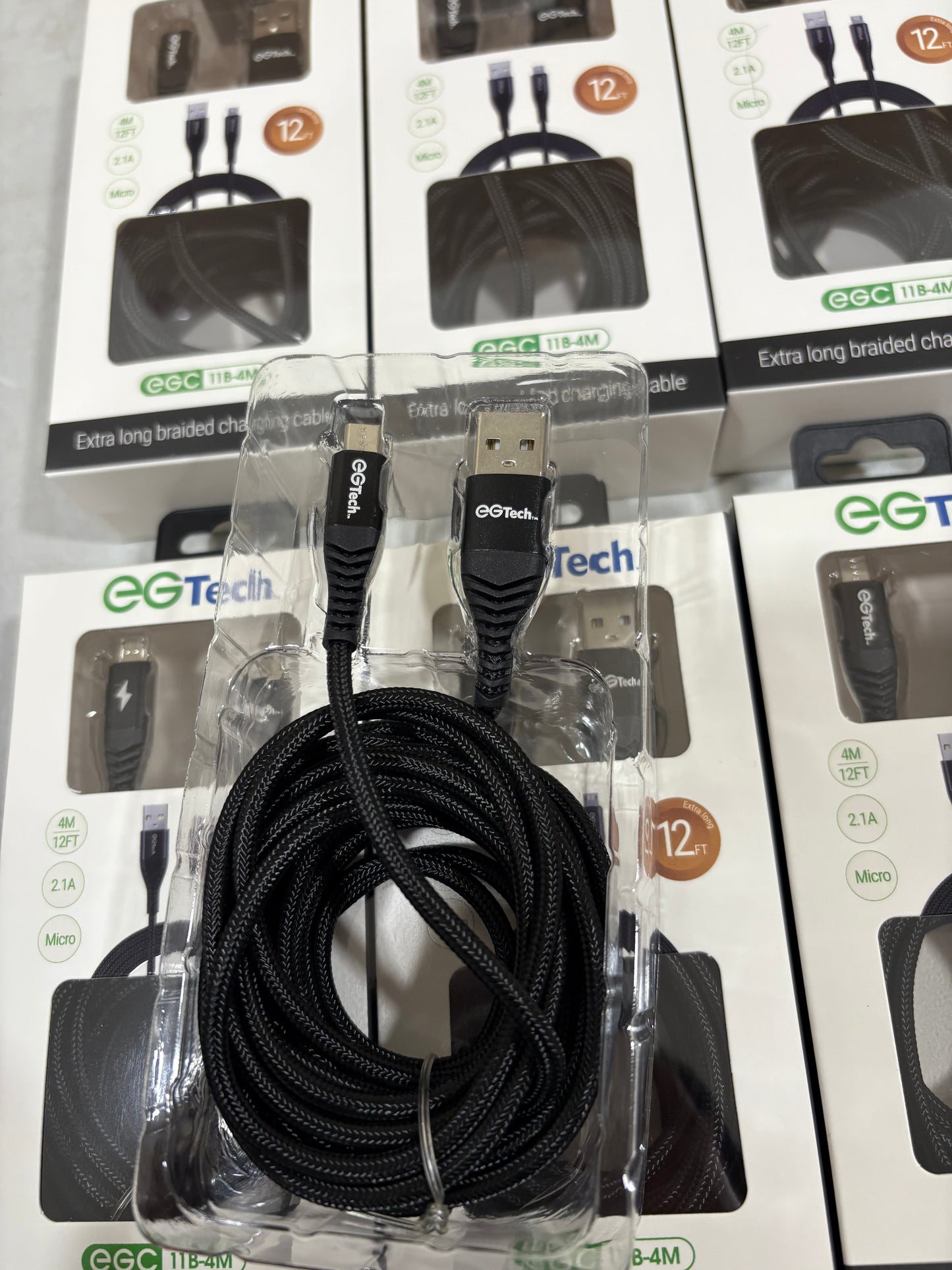 EG Tech android micro Extra long braided charging cable wholesale case of 72 units