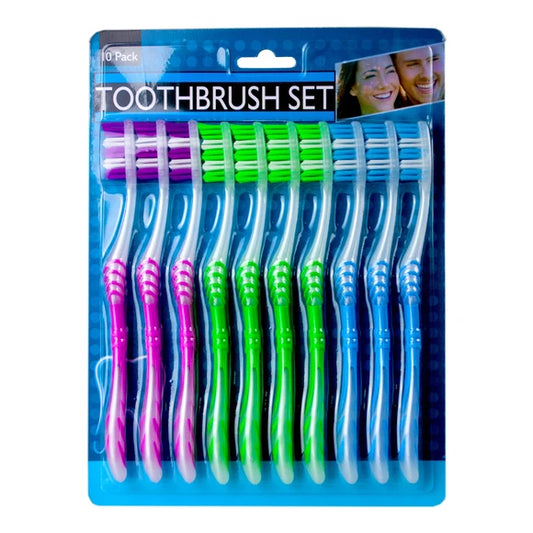 10 Pack Toothbrush Set case pack of 12 packs