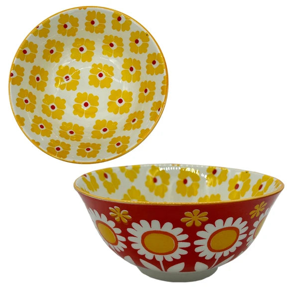 6" Assorted Pattern Ceramic Bowls 18 piece case pack
