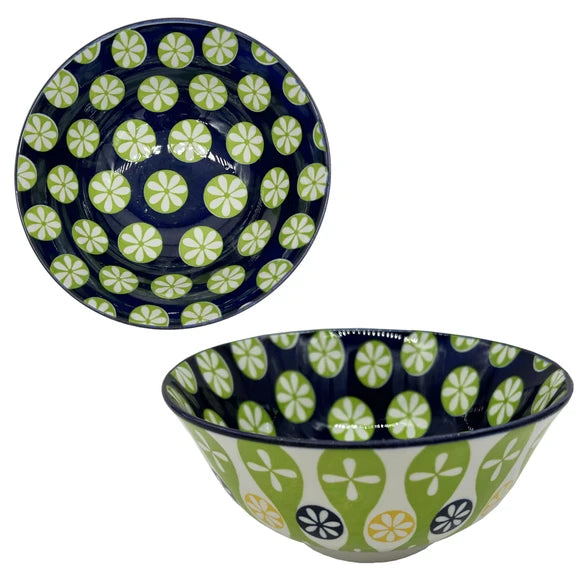 6" Assorted Pattern Ceramic Bowls 18 piece case pack