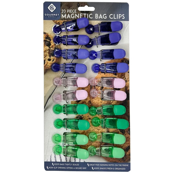 20 Piece Magnetic Multi-Function Food Bag Pastel Color Clips 8 piece case pack