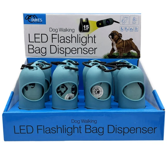 Dog Walking LED Flashlight Bag Dispenser with 15 Bags Countertop Display 12 unit case pack