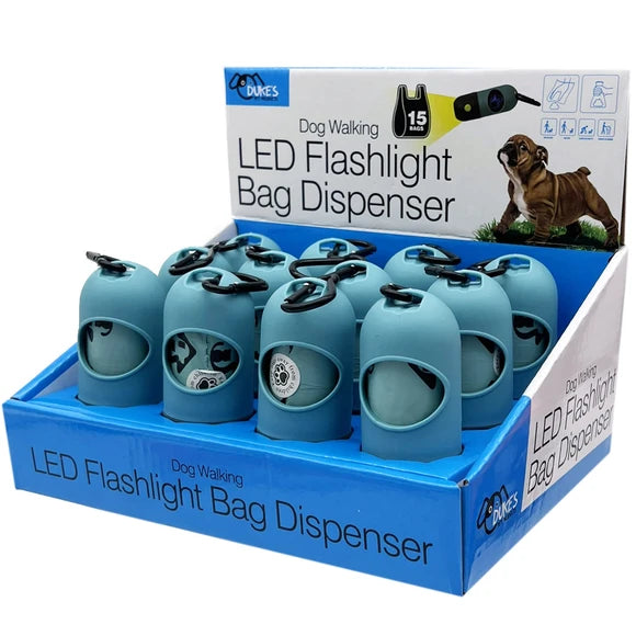 Dog Walking LED Flashlight Bag Dispenser with 15 Bags Countertop Display 12 unit case pack
