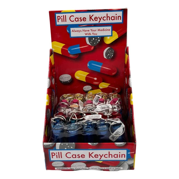 Pill FOB Case Keychain in Assorted Colors in PDQ Display lot of 50 units