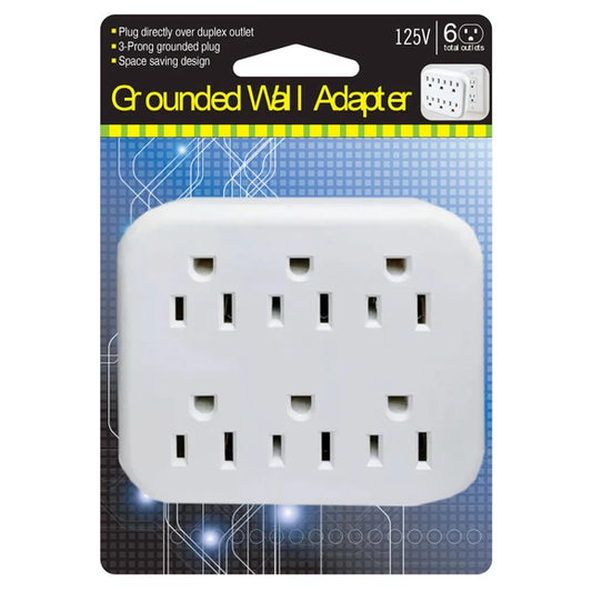 125 Volt 6-Outlet Grounded Wall Adapter 24 units