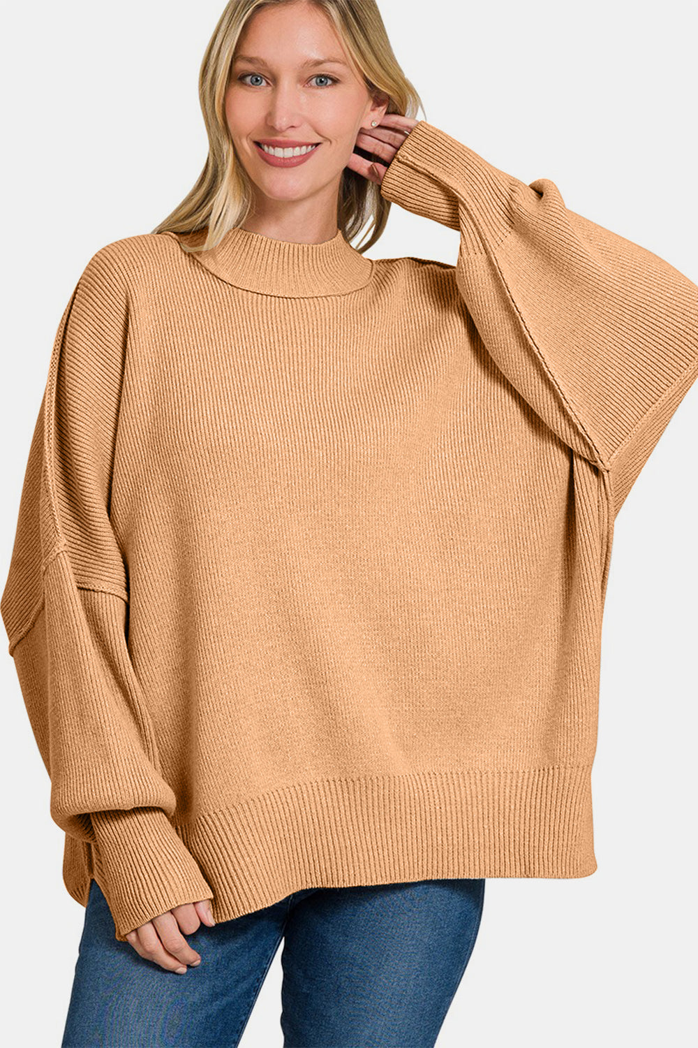 Zenana Side Sit Oversize Sweater